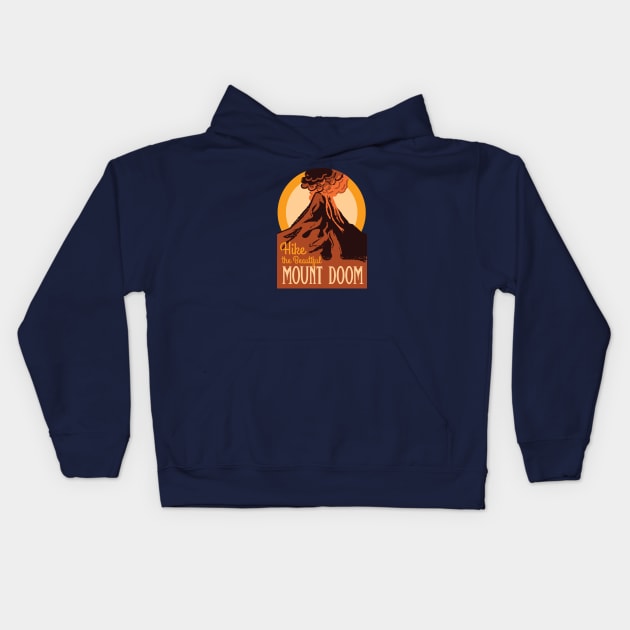 Hike the Beautiful Mount Doom • Lord of the Rings • National Parks Kids Hoodie by FalconArt